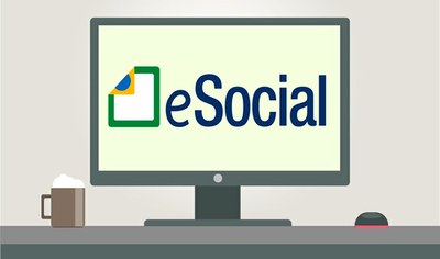 Ilustração computador com "eSocial" na tela